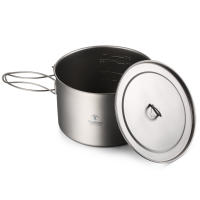 TOMSHOO Sartén De Camping De Titanio Ultraligera Con Tapa Y Mango Plegable Para Cocina Al Aire Libre Tamaños 0.75L/0.9L/1.1L/1.6L/2L/2.8L - details 1