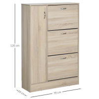 HOMCOM Armario Zapatero de 2 en 1 para Zapatos Mueble Almacenaje Paraguas Gran Espacio Estante Ajustable en 2 Niveles Capacidad de 12 pares 79x26x120 cm Madera - details 2