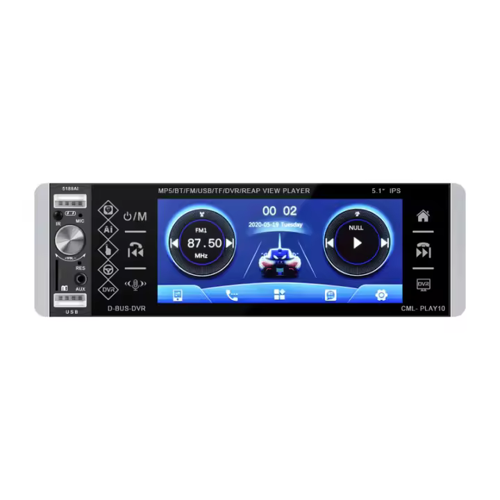 Podofo Reproductor Multimedia Para Coche 1 Din CarPlay MP5 Android Auto Stereo Bluetooth FM RDS Con AI Voice Control 5.1'' Pantalla - 1
