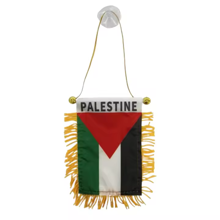 Bandera Pequeña dePalestina Para Decoración De Coche Doble Cara Con Borla Y Disco Adhesivo Mini Pennant De Viaje - 1