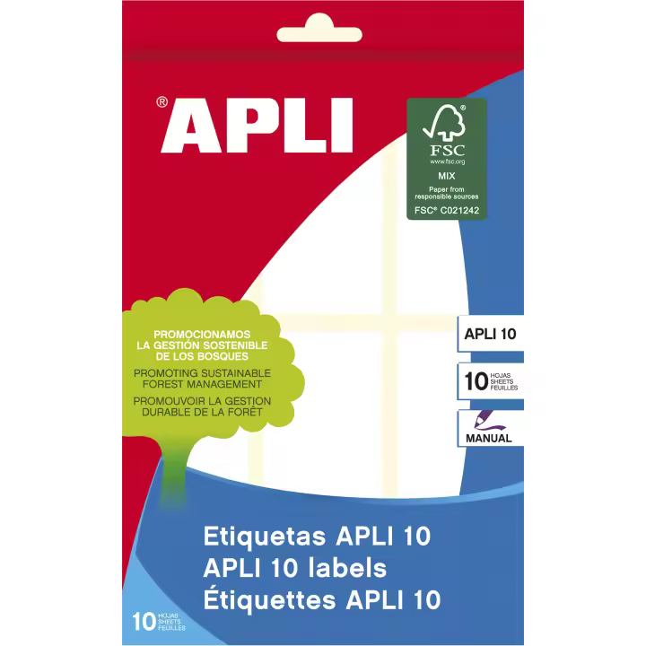 Apli Etiquetas 10 blancas 34,0 x 67,0 mm 10 hojas - 1