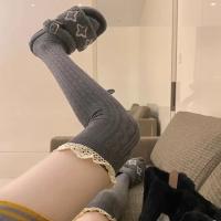 Calcetines Largos De Encaje Dulce Estilo Japonés Para Mujeres Y Niñas Color Negro Y Blanco JK Lolita No Sexually Suggestive Hechos De Algodón - details 3