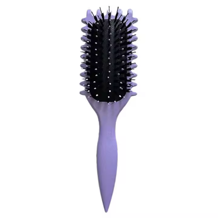 Bounce cepillo de pelo rizado cepillo de pelo de cerdas de jabalí para desenredar el sombreado y la definición de rizado para mujeres y hombres-púrpura - 1