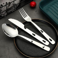 Set De 3 Piezas De Utensilios De Acero Inoxidable Plegables Para Camping Y Cocina Incluye Cuchillo Cuchara Y Vaso No Desechables - details 1