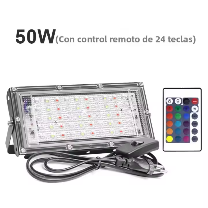 Lámpara De Inundación LED RGB 50W 100W 300W Con Control Remoto IP65 Impermeable Para Exteriores Certificación CE FCC CCC Uso Multifuncional - 1