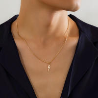 Collar Punk Metálico De Geometría Con Colgante De Rayo Para Hombres Collar Cuello Estilo Hip Hop En Color Plata Sencillo - details 3