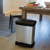 Curver Papelera de Pedal Rectangular Plateada Basura Contenedor Reciclaje Capacidad 50 l, 30 l - details 1