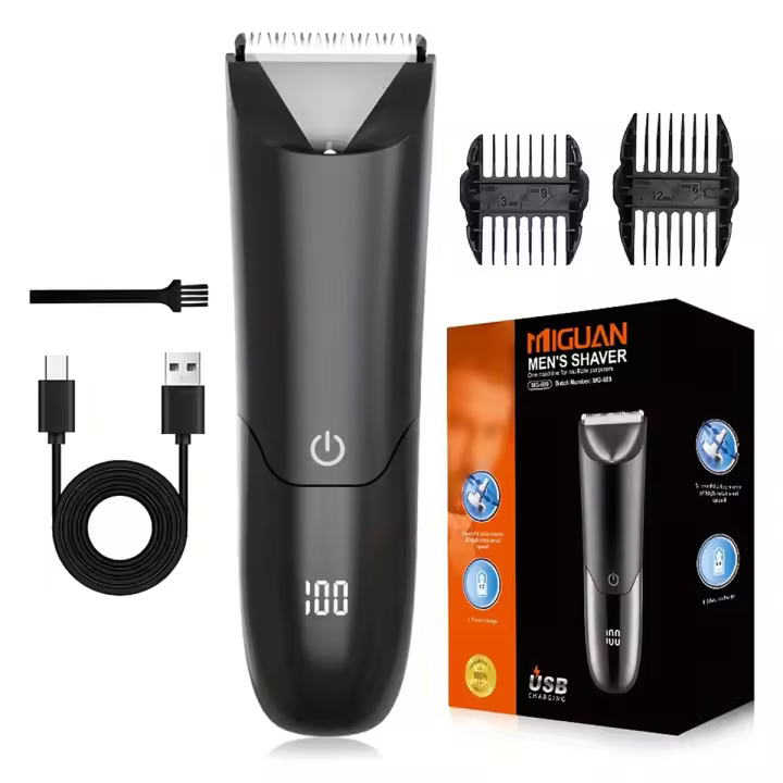 Afeitadora Eléctrica Para Hombres Con Cabeza De Cuchilla Cerámica Recargable Por USB Trimmer De Pierna Y Brazo Con 2 Tapas Protección - 1