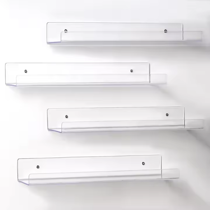 T-LoVendo Pack de 4 Estantes Flotante Acrílico Transparente, Flotante, Repisas de Pared Decorativas, 38 cm, Estante para Sala de Estar, Dormitorio, Cocina, Baño Oficia, Baldas Pared Almacenaje - 1