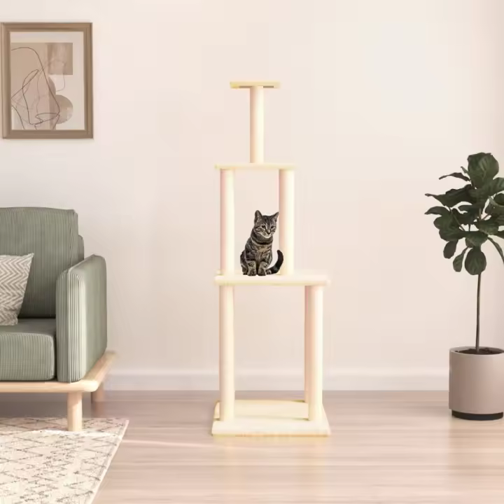 vidaXL Rascador para Gatos con Postes Árbol Torre de Escalada Sisal Color Crema,  Gris claro,  Gris oscuro y mas - 1