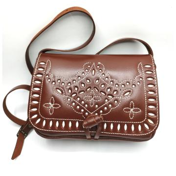 Funrey Bolso De Piel De Ubrique Bordado Con La Virgen Del Rocío – 3 En 1: Bandolera, Riñonera Y Bolso De Mano (20x14.5x6 Cm) – Piel 100% Española