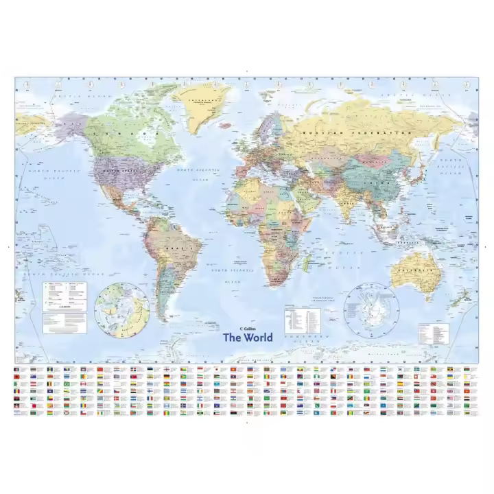 Poster mapamundi Nr.215833 con Banderas, 91,5 x 61 cm - 1