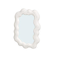 Espejo Decorativo de Pared Ondulado 45 x 30 cm Blanco – Espejo Moderno Marco Abstracto con Forma Orgánica – Espejo Vertical para Salón, Dormitorio, Recibidor o Baño – Decoración Minimalista y Original - details 0