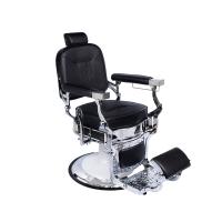 Sillón de Barbero con Bomba Hidráulica, Respaldo y Apoyapiés Reclinables, Color Negro con Estructura Cromada - details 0