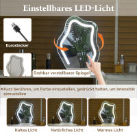 Toque, juego de tocador con Espejo E iluminación, tablero eschamoteable, Izquierda y derecha sustitolibles, iluminación LED de 3 Colores, dimensiones: A100/H74,5/D40 cm (taburete no incluido) - details 1