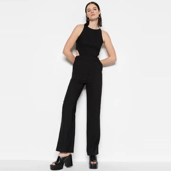 Trendyol Black Woven Long Cut Out / Window Detail Jumpsuit Twoss19Lj0139 - 1