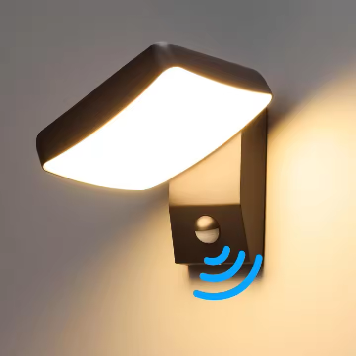 Aplique de pared para exteriores con sensor de movimiento, panel giratorio de iluminación LED de 24 W y 1600 lm, luz de pared para exteriores IP65, luz de pared blanca cálida de 3000 K - 1