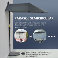 Outsunny Sombrilla de Pared de Jardín 200x190x240 cm Parasol con Manivela Poste de Acero y Base Cruzada Protección Solar para Terraza Balcón Exterior - details 3