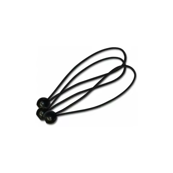 Paquete de 12 cuerdas elásticas con bolas: correa elástica resistente perfecta para acampar, equipaje y lonas, color negro - 1