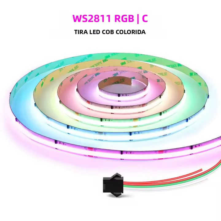Tira De LED Flexible RGB IC Addressable 12V WS2811 Dream Color COB Con 576 LEDs/m Alta Densidad Para Decoración De Paredes - 1