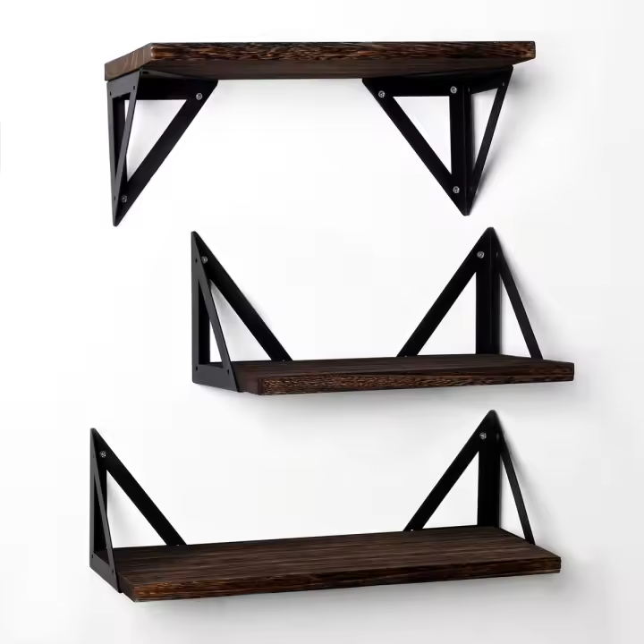 T-LoVendo Baldas Pared, Estantería de Pared de 3 Niveles, Estante Pared de Madera, para Dormitorio, Sala de Estar, Estudio, la Sala de Estar, la Oficina en el Hogar - 1