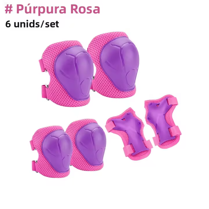 Juego De Protección Infantil 6 En 1 Con Guantes De Muñeca Antigolpes Para Ciclismo Y Patinaje Edad 3-7 Años Niños Y Niñas - 1
