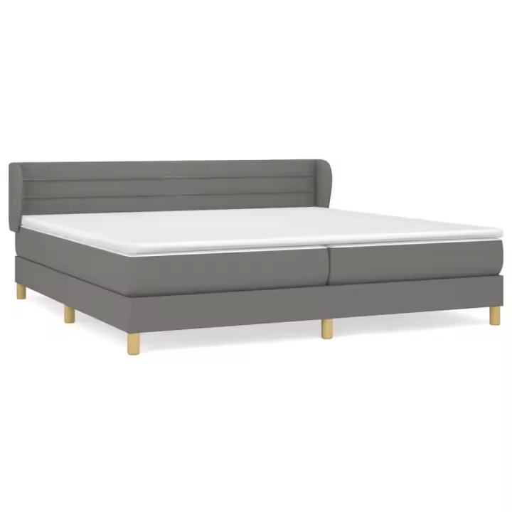 vidaXL Cama box spring con colchón tela gris oscuro 200x200 cm - 1