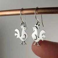 Pendientes Colgantes De Animal Retro En Color Plateado Forma De Pollo Para Mujeres Accesorios Diarios Joyas Para Fiesta De Año Nuevo - details 2