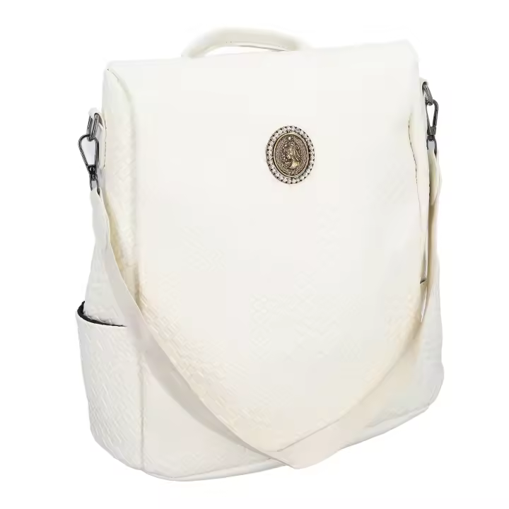 Bolso DE LA mochipa del Cuero DE LA PU para las mujeres Bolso multiusos de la Moda bolsos de hombro de Las Señoras para el viaje Blanco W - 1