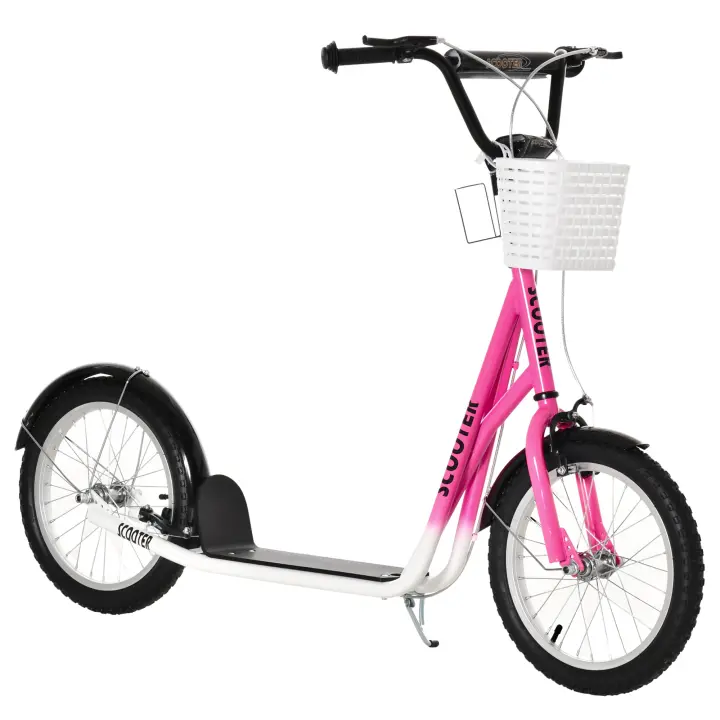 HOMCOM Patinete Infantil con Cesta de Freno, Regulable en Altura para 5-12 niños, Patinete, Patinete, aleación de Aluminio, Goma, 139 x 58 x 90-96 cm - 1