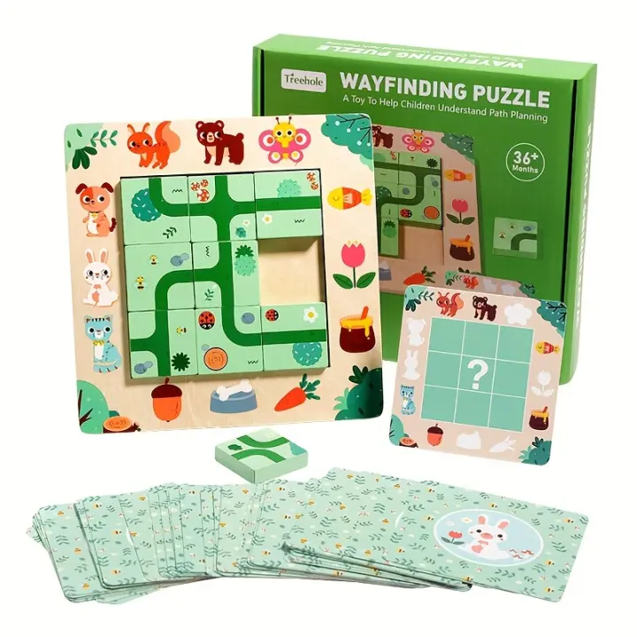 Juego De Rompecabezas Lógico De Madera Para Niños Enseñanza Temprana Juego De Mazo Puzzle De Ruta De Encontrar Juguetes Educativos Para Niños De 3-6 Años - 1