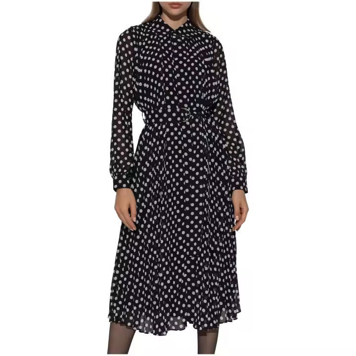 MICHAEL KORS - Vestido de Georgette Plisado con Estampado de Lunares - 1