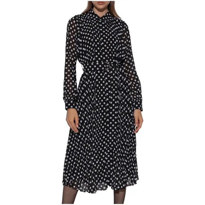 MICHAEL KORS - Vestido de Georgette Plisado con Estampado de Lunares - 1
