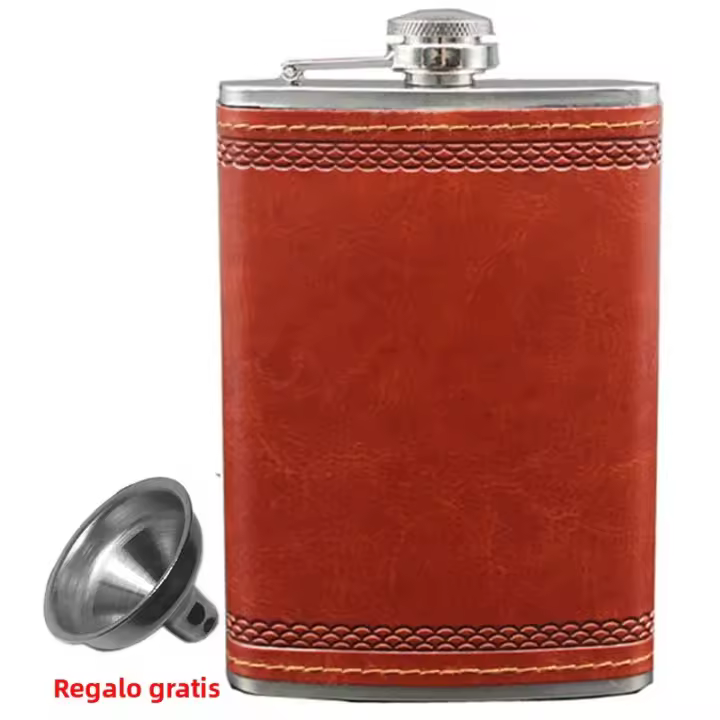 Flasque De Hips Con Taza 9Oz De Acero Inoxidable Para Licor Regalo Para Hombres Set De Alcohol Con Cuero PU Y Botiquín Portátil Para Exteriores Whiskey - 1