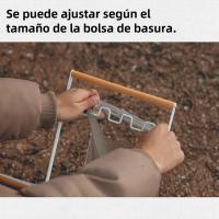 Estante Plegable Para Basura De Cocina Y Exterior Soporte De Bolsa De Plástico Mango De Madera Y Acero Inoxidable - details 2