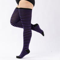 Calcetines Altos Para Mujer Talla Grande Calcetines De Rodilla Oscuros Y Blancos Con Rayas 3XL Poliéster Spandex Unisex - details 4