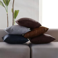 Funda Para Cojines De 45x45 En PU Cuero Estilo Nórdico Decoración Para Sala De Estar Sofa Cubierta De Almohada Simple Y Elegante - details 1