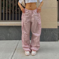Pantalones Cargo Holgados Y2K Para Mujer Talla Grande Cintura Baja Estilo Streetwear Con Bolsillos Y Cinturón De Poliéster - details 11