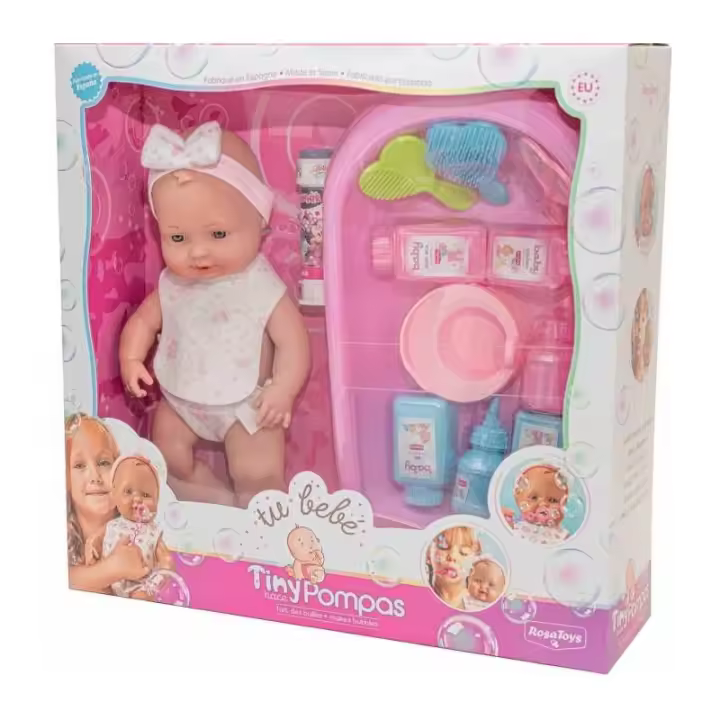 BEBÉ CON BAÑERA, POMPERO Y ACCESORIOS DE ROSA TOYS - 1