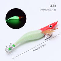 Jig De Calamar Rojo Simulacrum De Camarón De Madera Luminoso Con Anzuelo Doble Artesano Duro Para Pesca En Agua Salada - details 6