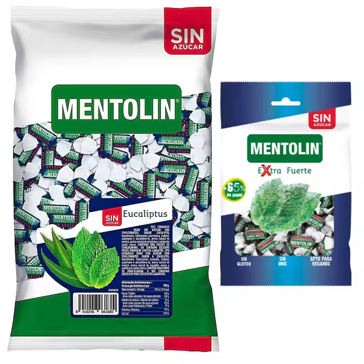 Mentolín caramelos duros eucaliptus s/a bolsa 1kg y de regalo extra fuerte s/a bolsa 100g - 1