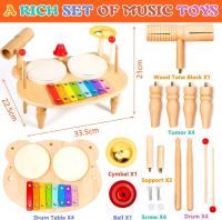 Juego De Música Para Bebés Y Niños Tabla De Música Multifuncional De Madera Set De Batería Educativo Juguete Musical Para Niños Regalo Para Bebé - details 8