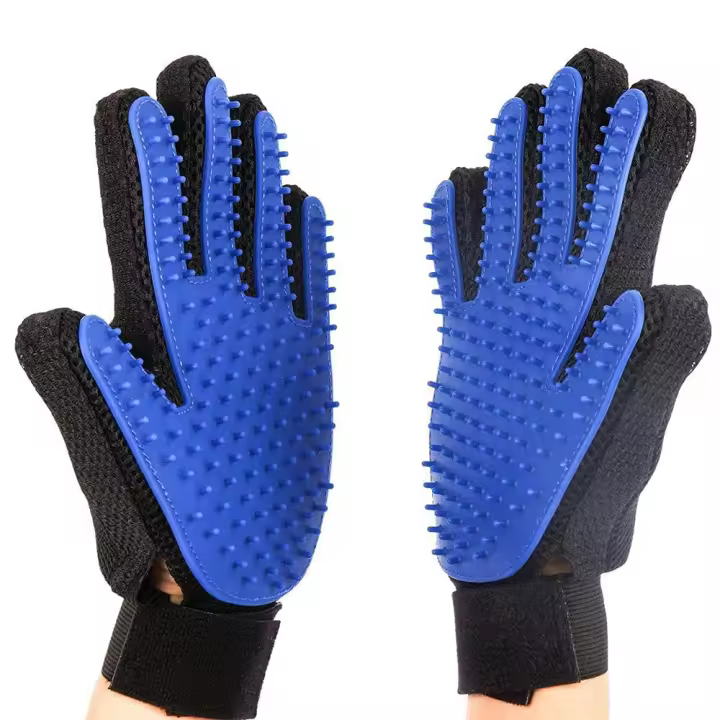 2 guantes de cepillo para limpieza de mascotas, guantes de masaje para el cuidado de mascotas, perfectos para eliminar el vello, guantes de cepillo elogiables, color azul - 1