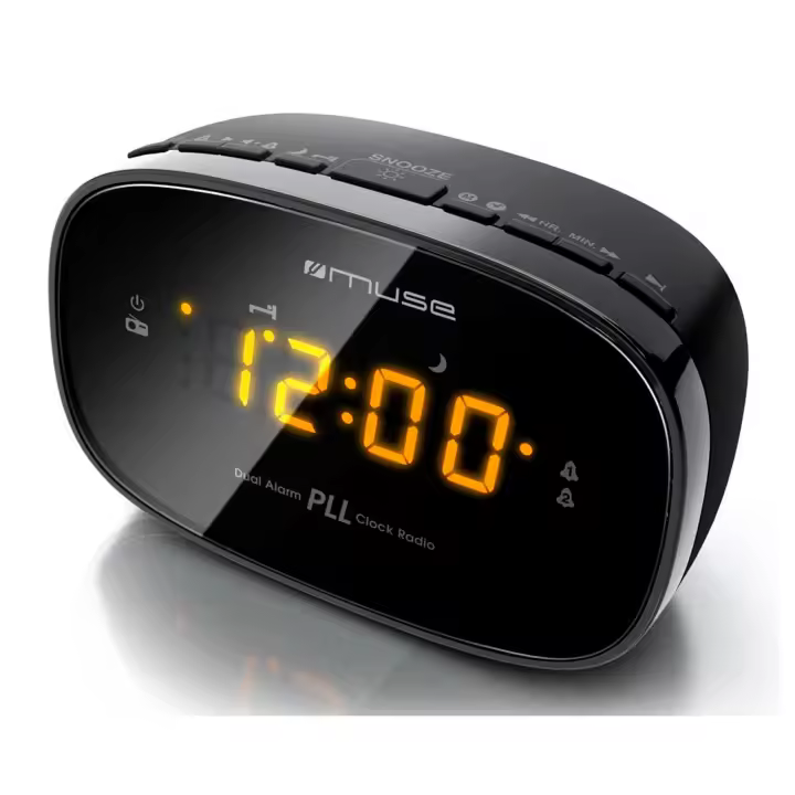 MUSE M-150 CR NEGRO RADIO DESPERTADOR ANALÓGICO SOBREMESA FM SNOOZE AUTOSEARCH - 1