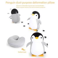 Almohada De Viaje En Forma De U Con Diseño De Delfín Y Pinguino Cartoon Almohada De Cuello Fluffy Para Protección Del Cervical 100% Poliéster - details 7