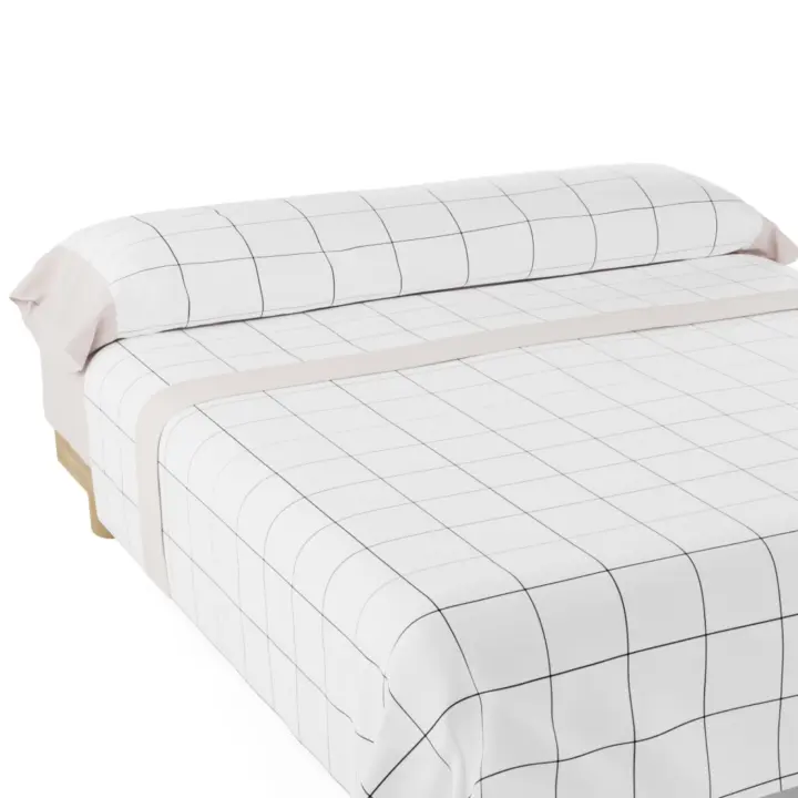 Nalui Juego de Sábanas Cuadros Beig Tejido Polycotton, Lavable a 30º y Fácil Planchado - 1