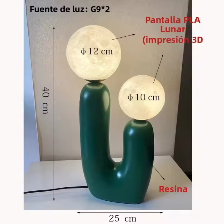 Lámpara De Mesa Creativa Con Resina De Arte Doble Final En Blanco Rosa Verde Para Decoración De Sala De Estar Y Dormitorio Fuente De Luz LED Incluida Fuente De Alimentación AC - 1