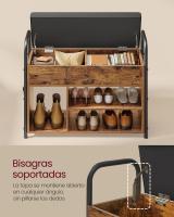 Banco Zapatero con Almacenamiento Interior - Mueble de Entrada con Bolsillos y Asas Cómodas, para Salón y Dormitorio, Marrón Rústico y Negro Tinta, 30x80.6x62.5 cm - details 3