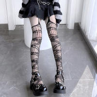 Pantimedias De Red Gothic Black Harajuku Japonés Hollow out Para Mujer Moda JK Pantimedias Completo Cuerpo De Nylon - details 3