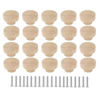20pcs Round Unfinished Wood Drawer Knobs 35mm Dia Wood Furniture Cabinet Dresser Pulls - details 0